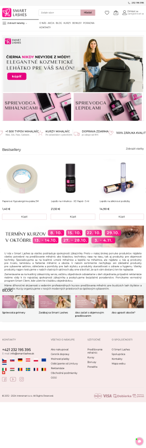 Vzhľad internetovej stránky obchodu SMART LASHES