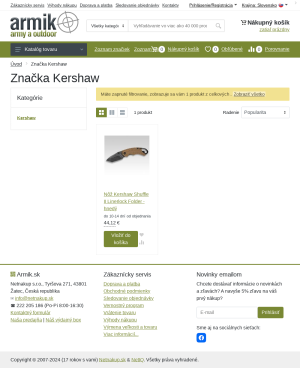 Vzhľad internetovej stránky obchodu Kershaw.sk