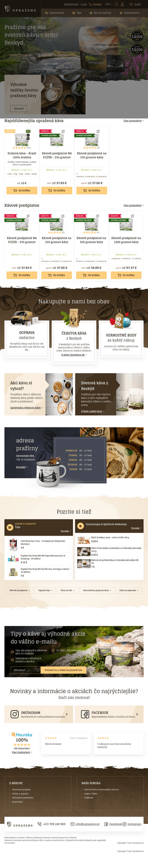 Vzhľad internetovej stránky obchodu UPRAŽENO
