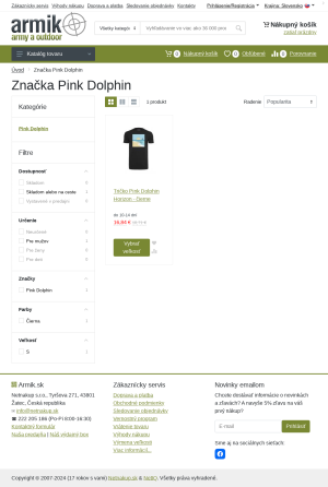 Vzhľad internetovej stránky obchodu Pinkdolphin.sk