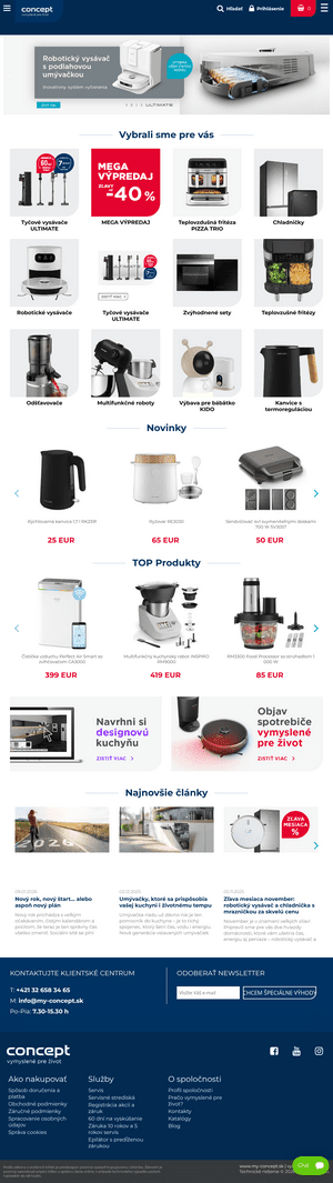 Vzhľad internetovej stránky obchodu My-concept.sk