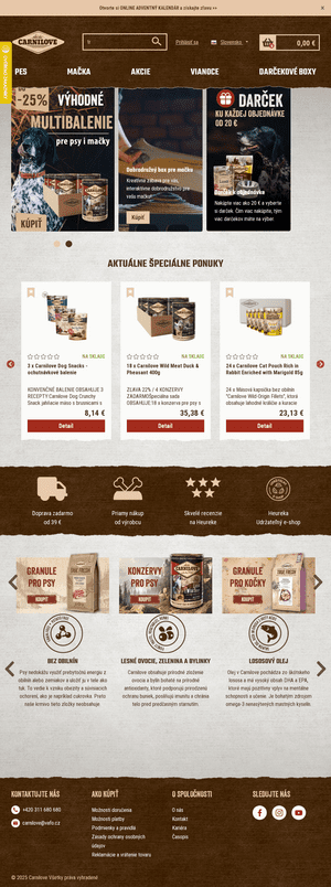 Vzhľad internetovej stránky obchodu Carnilove.sk