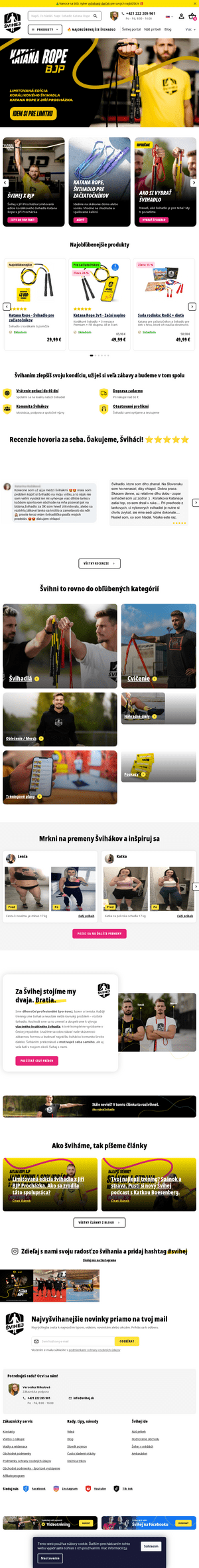 Vzhľad internetovej stránky obchodu Švihej.sk