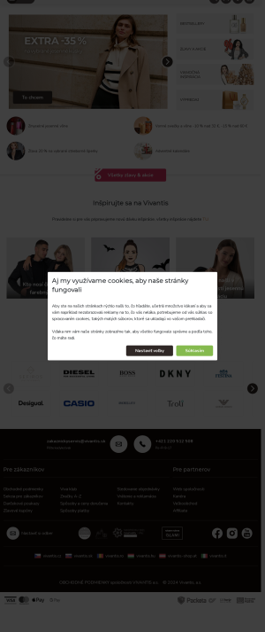 Vzhľad internetovej stránky obchodu Vivantis.sk