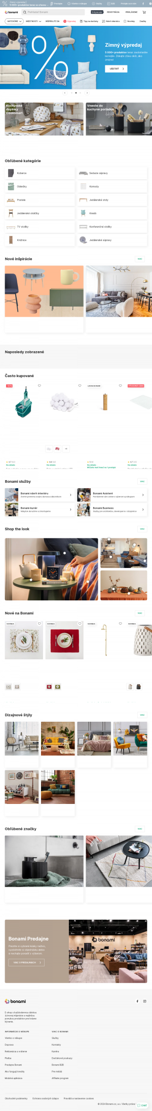 Vzhľad internetovej stránky obchodu Bonami