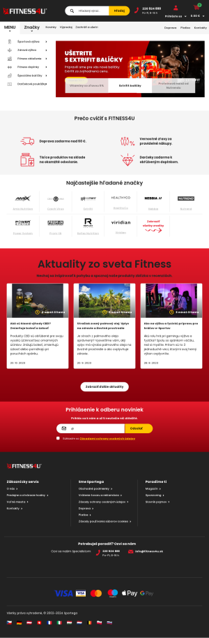 Vzhľad internetovej stránky obchodu FITNESS4U